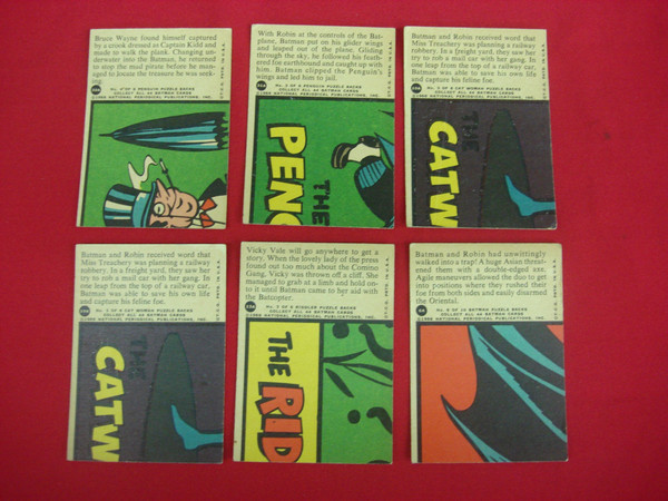 Vintage 1966 Topps Batman Trading Cards (6-Card Lot) - Comic Book Art