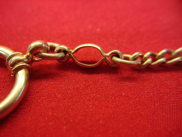 Antique Gold Filled Fob Watch Chain with Fancy Motif - Excellent Condition