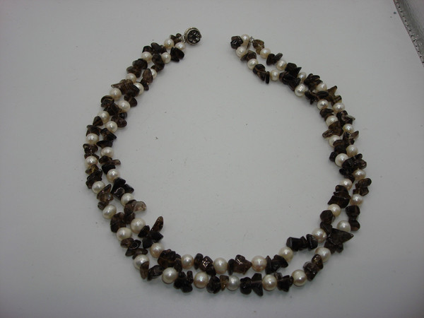 Vintage Freshwater Pearl & Garnet Necklace | 2 Strand, 17 Inch