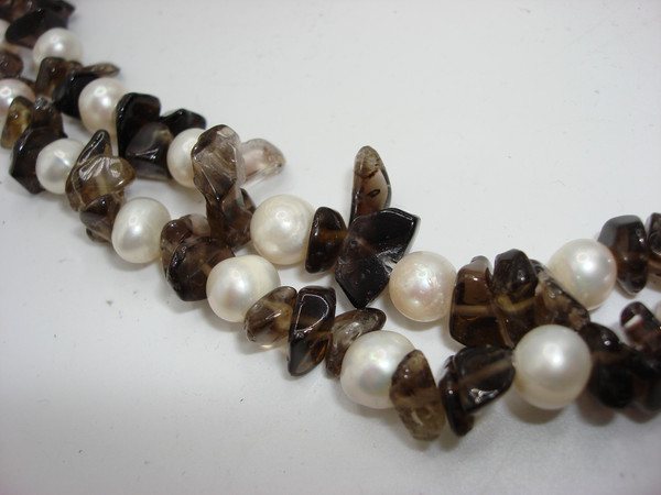 Vintage Freshwater Pearl & Garnet Necklace | 2 Strand, 17 Inch