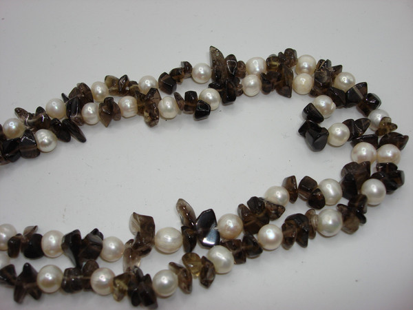 Vintage Freshwater Pearl & Garnet Necklace | 2 Strand, 17 Inch