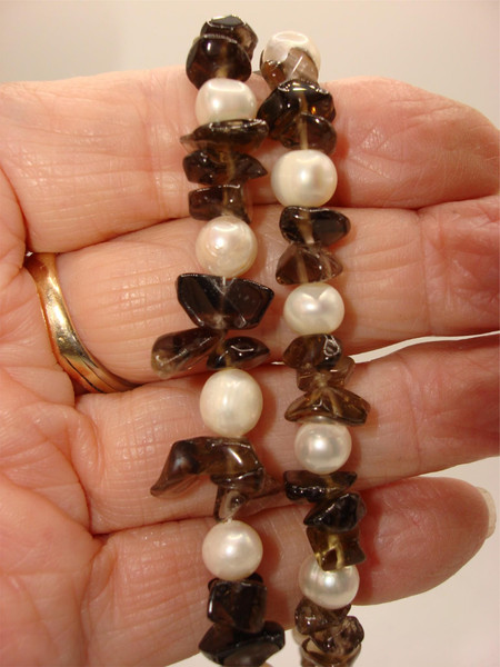 Vintage Freshwater Pearl & Garnet Necklace | 2 Strand, 17 Inch