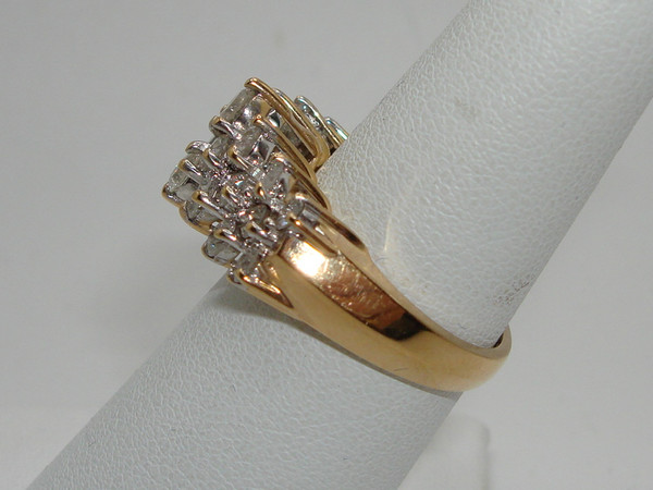 14K Gold Waterfall Diamond Ring - 1.5ctw, Size 7