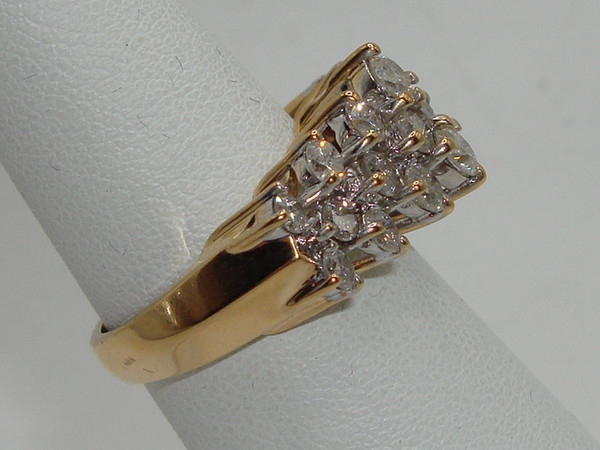14K Gold Waterfall Diamond Ring - 1.5ctw, Size 7