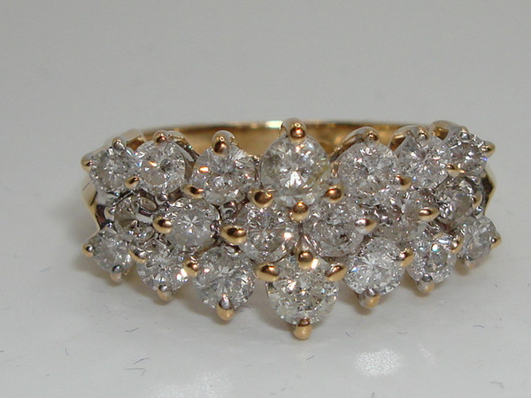 14K Gold Waterfall Diamond Ring - 1.5ctw, Size 7