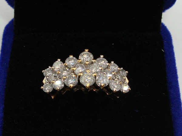 14K Gold Waterfall Diamond Ring - 1.5ctw, Size 7