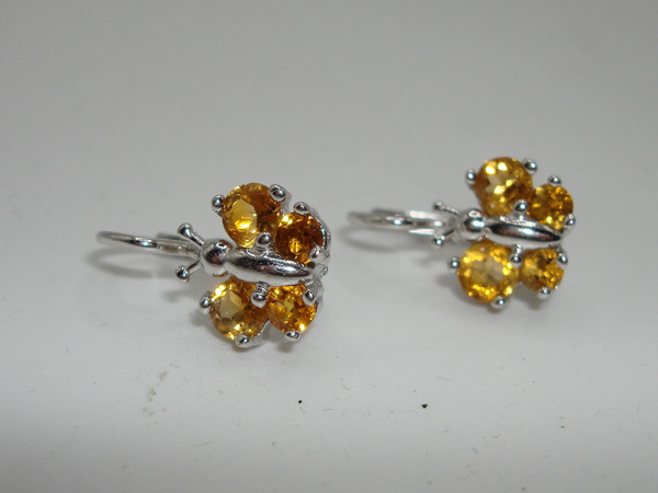 Elegant 18K Gold Citrine Butterfly Earrings | Made in Italy | Pre-Owned