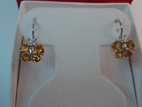 Elegant 18K Gold Citrine Butterfly Earrings | Made in Italy | Pre-Owned
