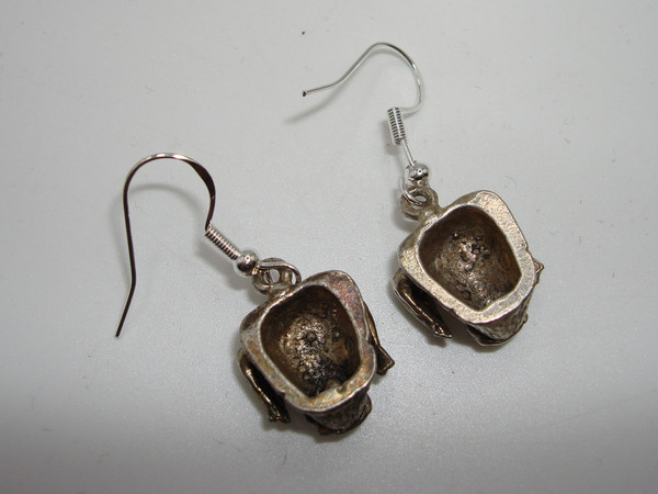 Vintage Sterling Silver Pig Head Earrings (925) - Unique & Charming