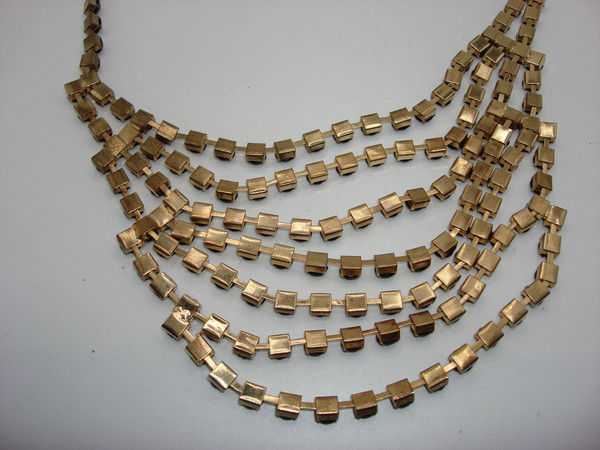 Glamorous Vintage 7-Strand Black Rhinestone Bib Necklace (1980s Estate Find)