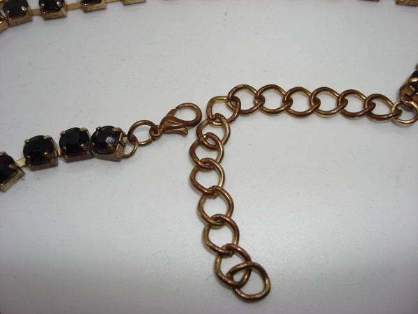 Glamorous Vintage 7-Strand Black Rhinestone Bib Necklace (1980s Estate Find)