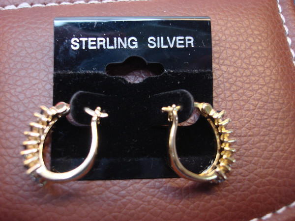 Sterling Silver & Gold Vermeil Sapphire & Diamond Hoop Earrings - Elegant Gift