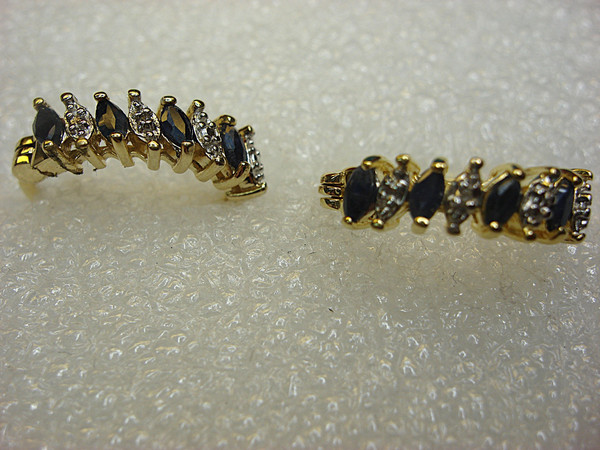 Sterling Silver & Gold Vermeil Sapphire & Diamond Hoop Earrings - Elegant Gift