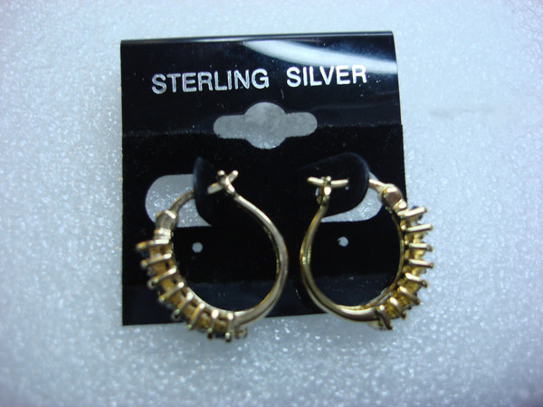 Sterling Silver & Gold Vermeil Sapphire & Diamond Hoop Earrings - Elegant Gift