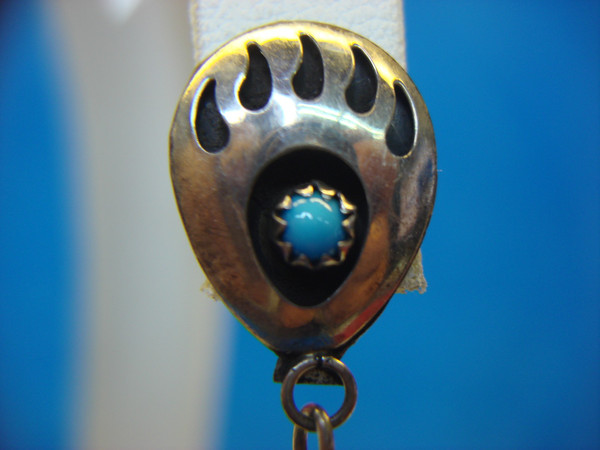 Vintage Navajo Sterling Silver Turquoise Double Bear Claw Earrings - Southwestern Charm (1.5