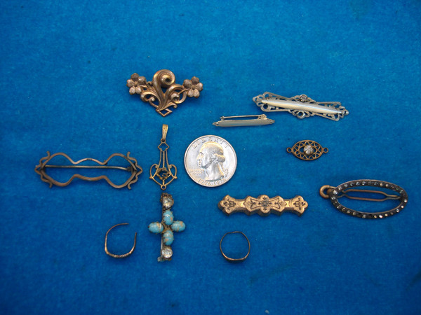 Antique Gold-Tone Jewelry Collection - Estate Find, Vintage Treasures for Restoration