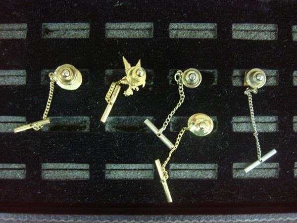 Vintage Gold Tone Tie Tack Set of 5 - Unique Lapel Pins (NOS #476)