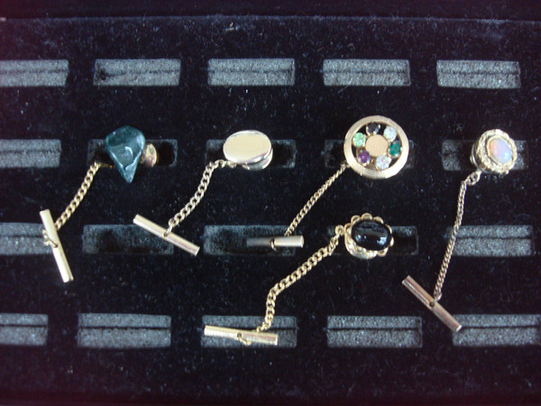 Vintage Gold Tone Tie Tack Set of 5 - Unique Lapel Pins #477