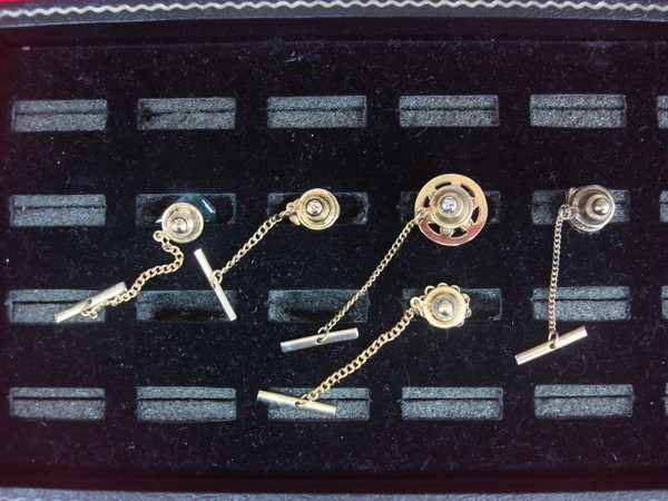 Vintage Gold Tone Tie Tack Set of 5 - Unique Lapel Pins #477