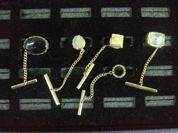 Vintage Gold Tone Tie Tack Lot of 5 - Unique & Unusual Lapel Pins #479