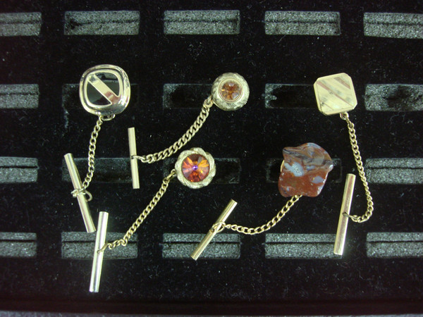 Vintage Gold Tone Tie Tack Set (5-Piece Lot) - Unique & Unusual Lapel Pins