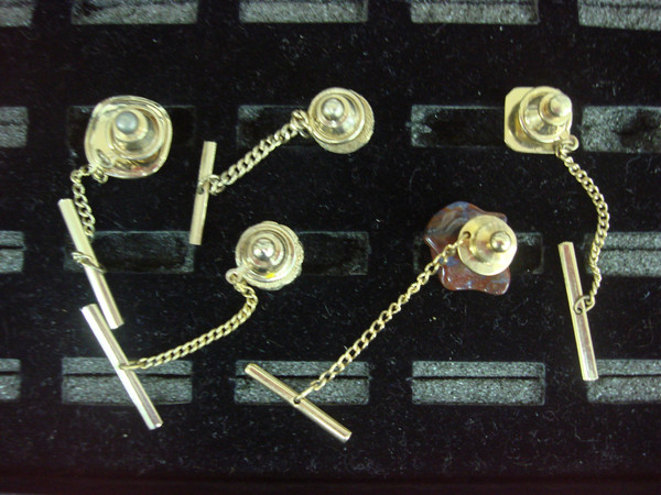 Vintage Gold Tone Tie Tack Set (5-Piece Lot) - Unique & Unusual Lapel Pins