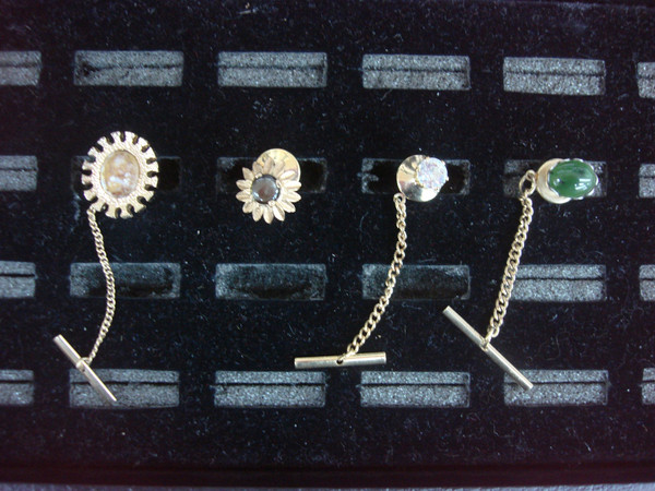 Vintage Gold & Silver Tone Tie Tack Lot of 4 - Unique Lapel Pins #484