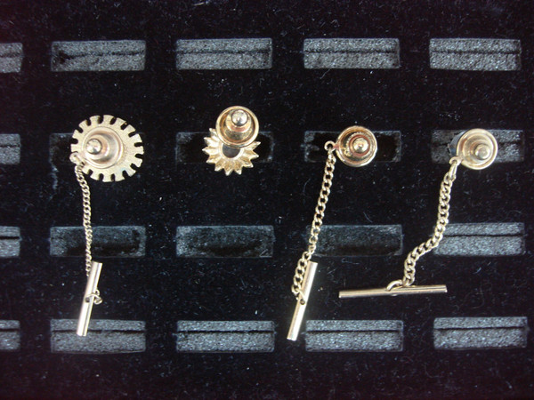 Vintage Gold & Silver Tone Tie Tack Lot of 4 - Unique Lapel Pins #484