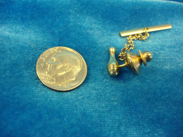 Vintage Gold-Tone Bowling Pin Tie Tac/Lapel Pin - Excellent Condition