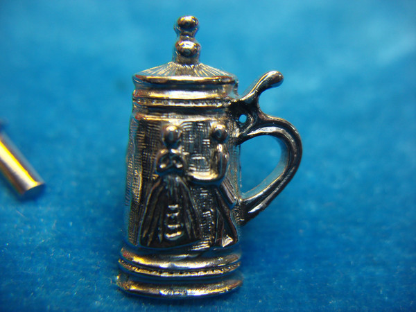 Vintage Silver-Tone Beer Stein Tie Tac/Lapel Pin - Great Condition #465