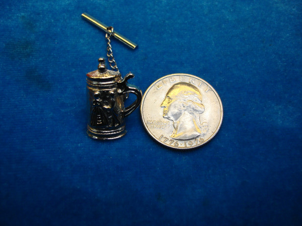 Vintage Silver-Tone Beer Stein Tie Tac/Lapel Pin - Great Condition #465