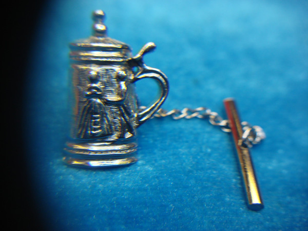 Vintage Silver-Tone Beer Stein Tie Tac/Lapel Pin - Great Condition #465