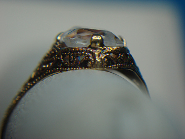 Vintage 10K Yellow Gold Filigree Ring w/ White Sapphire (Size 5) - Restoration Opportunity
