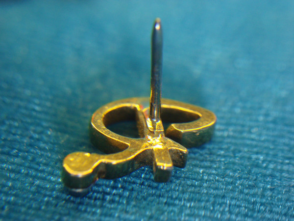 Vintage Gold Tone Initial 'R' Tie Tack with Diamond Accent - Excellent Condition
