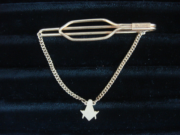 Vintage Masonic 12K Gold Filled Tie Bar Chain - Unique & Collectible