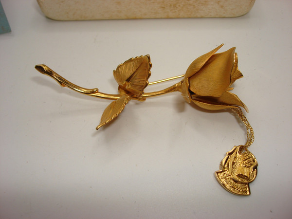 1960s Giovanni Rose Brooch & Earrings Set - Vintage Rose Design, Original Box & Tag