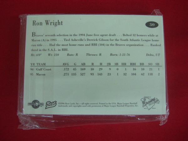 1996 Greenville Braves Best Minor League Baseball Card Set - Featuring Andruw Jones