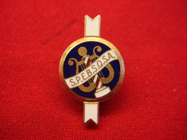 Vintage Barbershop Harmony Society Lapel Pin - Gold Tone, Red, White & Blue Enamel