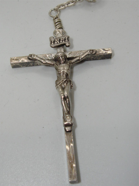 Vintage AFCO Sterling Silver & Rock Crystal Rosary - Italian Made, Blessed Mary Medal
