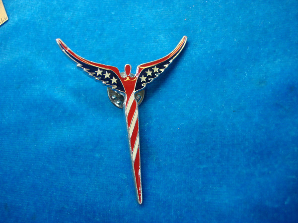 Steven Lavaggi American Angel Lapel Pin - Collectible Silver Tone Enamel Pin