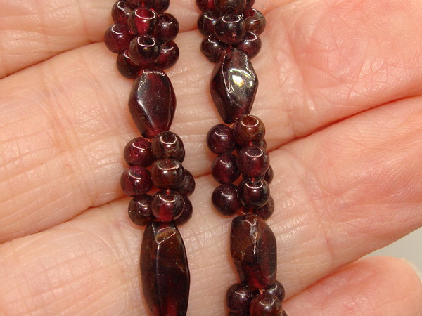 Antique Garnet Bead Necklace | Hand Strung 36