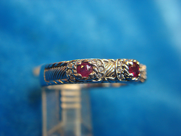 Judith Ripka Sterling Silver Ring with Rubies & CZs - Size 10, Pre-Owned