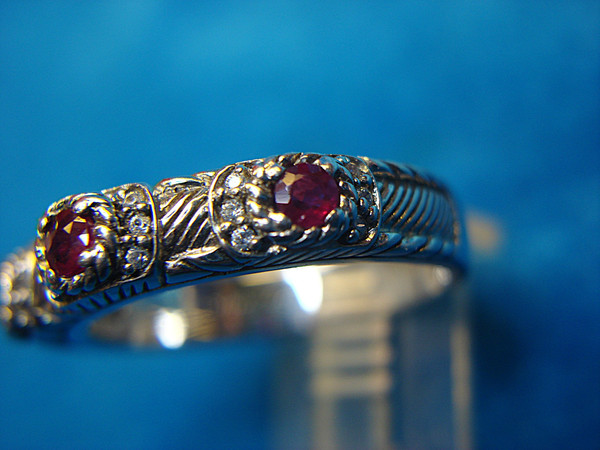 Judith Ripka Sterling Silver Ring with Rubies & CZs - Size 10, Pre-Owned
