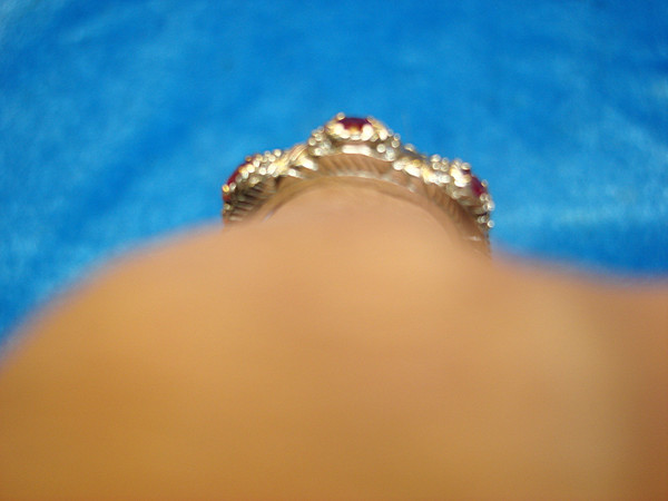Judith Ripka Sterling Silver Ring with Rubies & CZs - Size 10, Pre-Owned