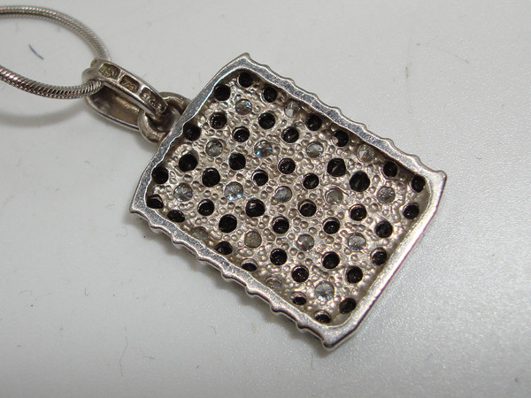 Elegant Sterling Silver CZ Pendant Necklace (Black & White, 925)