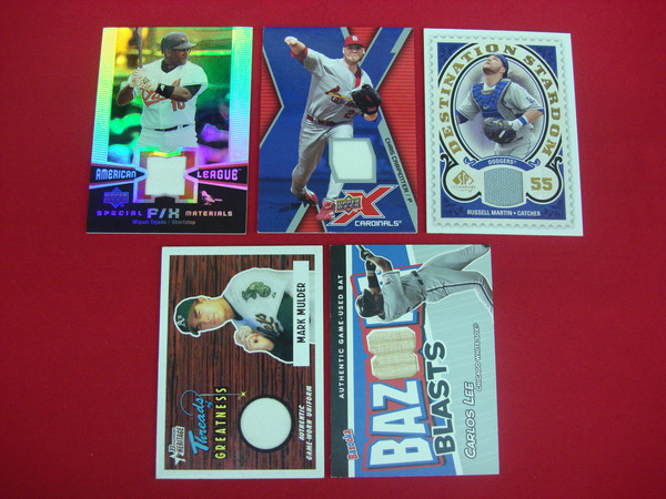 5 Game-Used Relic Baseball Cards: Tejada, Carpenter, Lee, Martin & Mulder