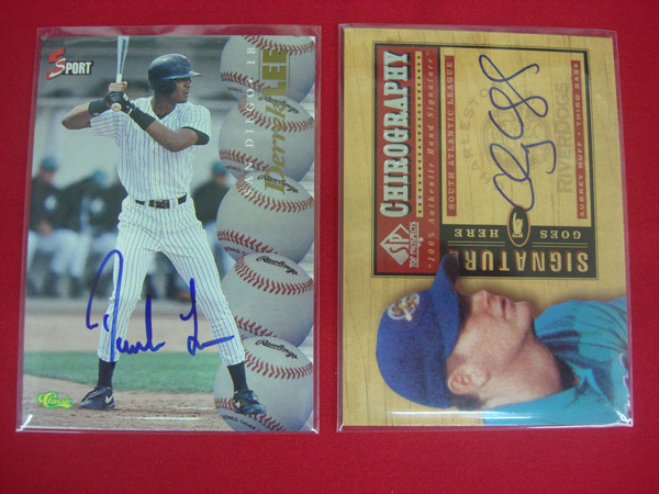 Autographed Aubrey Huff & Derrek Lee Minor League Baseball Card Lot - Signed Baseball Cards