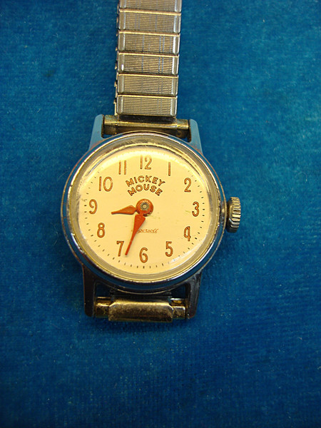 Vintage Mickey Mouse Wristwatch by U.S. Time/Ingersoll - Chrome Bezel, Stem Wind
