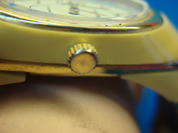 Vintage Lucerne Celluloid Bangle Wristwatch - Brass Accents & Accurate Timekeeping