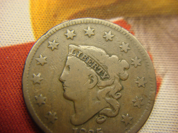 1835 Large Cent - Matron Head, LG 8/Stars, Natural Patina - Rare US Coin